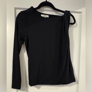 Banana Republic Women's Elegant Black Long Sleeve One Shoulder Tee